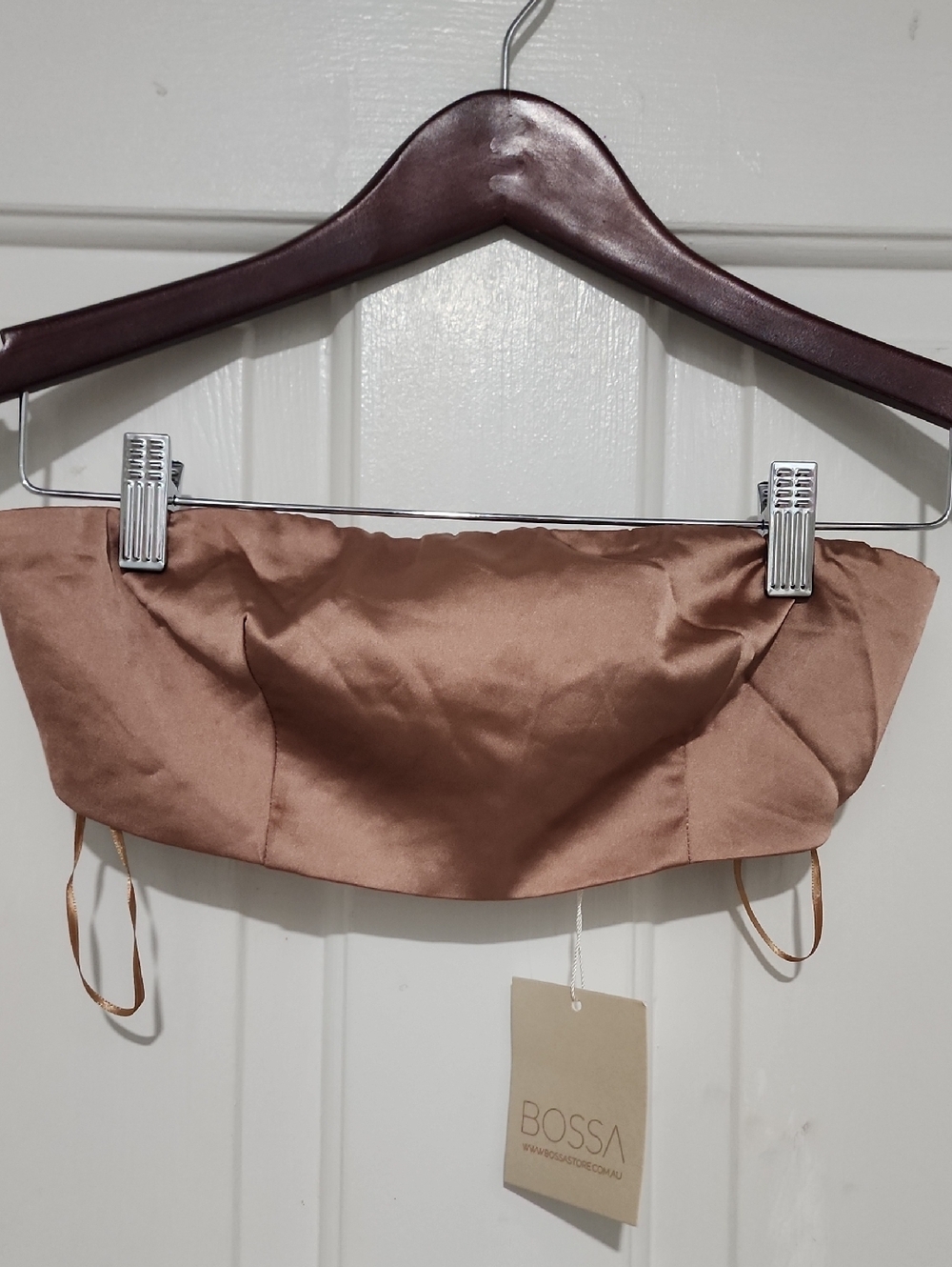 BOSSA Satin Strapless Bandeau Top - Rose Gold